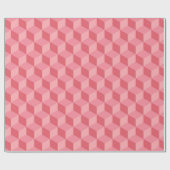 PAPIER CADEAU PASTEL ROSE MOTIFS DE CUBE GÉOMÉTRIQUE (Plat)