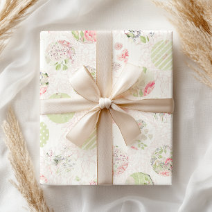Papier Cadeau Pastel rose vert printemps Shabby Floral
