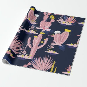 Papier Cadeau Pastel Seamless motif cactus vintages d'été