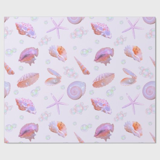 Papier Cadeau Pastel Seashell & Pearl Ocean Pattern Gift Wrap (Plat)