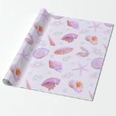 Papier Cadeau Pastel Seashell & Pearl Ocean Pattern Gift Wrap (Déroulé)