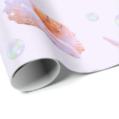 Papier Cadeau Pastel Seashell & Pearl Ocean Pattern Gift Wrap (Coin rond)