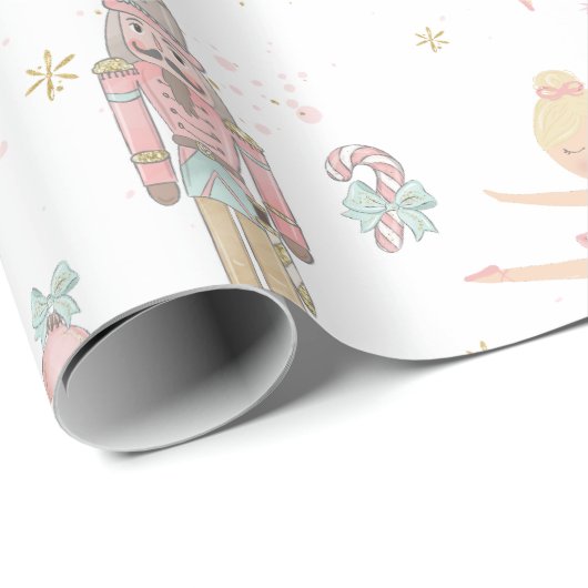 Papier Cadeau Pastel The Nutcracker Ballet de Noël Découpage (Coin rond)