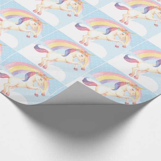 Papier Cadeau Pastel Unicorn, Nuages, Papier à enveloppement arc (Coin)
