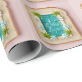 Papier Cadeau Pastel Vaporwave Pool Toast (Coin rond)