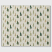 Papier Cadeau Pastel Watercolor Christmas Trees Wrapping Paper (Plat)