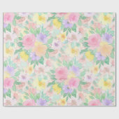 Papier Cadeau Pastel Watercolor Floral Pattern – Soft Spring  (Plat)