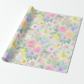 Papier Cadeau Pastel Watercolor Floral Pattern – Soft Spring  (Déroulé)