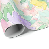 Papier Cadeau Pastel Watercolor Floral Pattern – Soft Spring  (Coin rond)