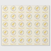 Papier Cadeau Pastel Willow Wreath And Baby Chick Happy Easter (Plat)