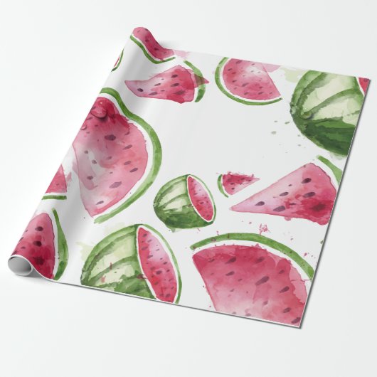 Papier Cadeau Pastèque à l'aquarelle adorable (Déroulé)