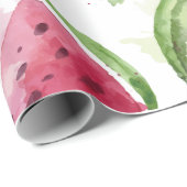 Papier Cadeau Pastèque à l'aquarelle adorable (Coin rond)