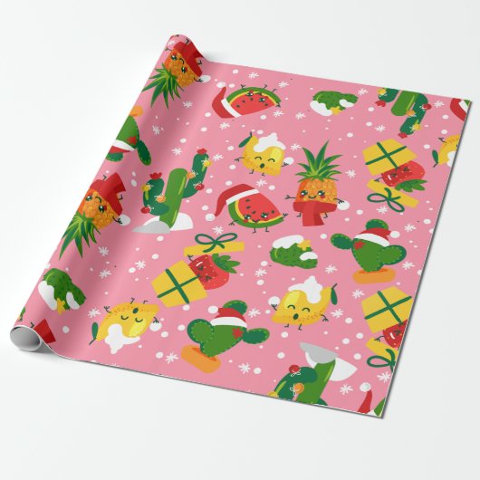 Papier Cadeau pastèque aux fraises de noël citron (Déroulé)