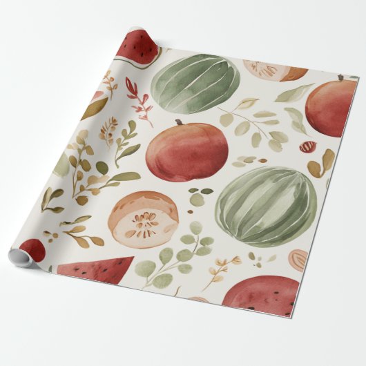 Papier Cadeau Pastèque Mignon Coloré Rose Vert (Déroulé)