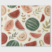 Papier Cadeau Pastèque Mignon Coloré Rose Vert (Plat)