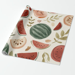 Papier Cadeau Pastèque Mignon Coloré Rose Vert