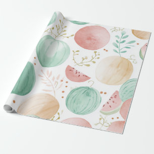 Papier Cadeau Pastèque Mignon Coloré Rose Vert