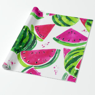 Papier Cadeau Pastèque Mignon Coloré Rose Vert