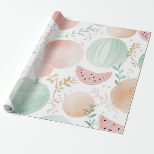 Papier Cadeau Pastèque Mignon Coloré Rose Vert