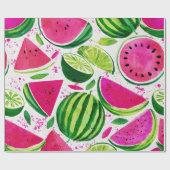 Papier Cadeau Pastèque Mignon Coloré Rose Vert (Plat)