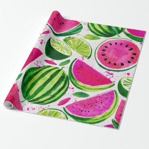 Papier Cadeau Pastèque Mignon Coloré Rose Vert