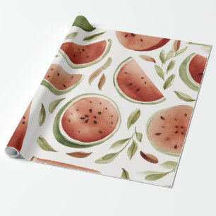 Papier Cadeau Pastèque Mignon Coloré Rose Vert