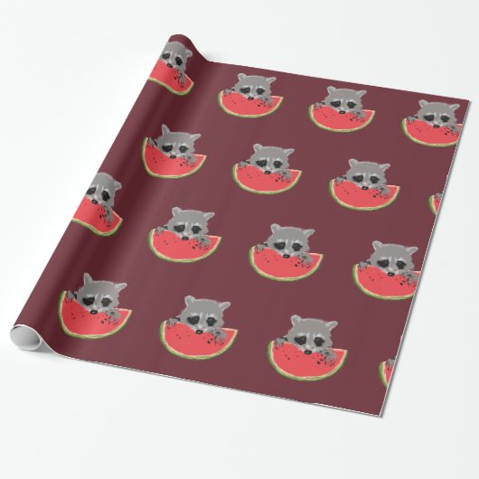 Papier Cadeau Pastèque Raccoon (Déroulé)