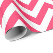Papier Cadeau Pastèque Rose Blanc XL Chevron Motif ZigZag (Coin rond)