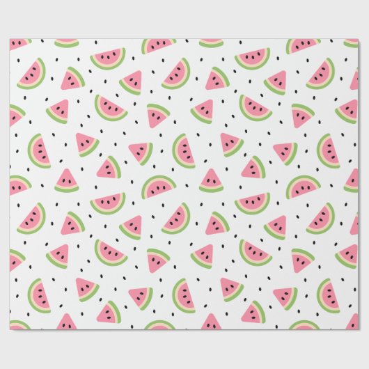 Papier Cadeau Pastèque rose, Graines de pastèque, Motif d'été (Plat)