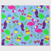 Papier Cadeau pastèque tropicale flamingo toucan (Plat)