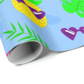 Papier Cadeau pastèque tropicale flamingo toucan (Coin rond)
