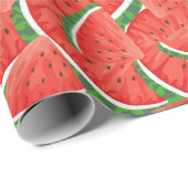 Papier Cadeau Pastèque tropicale fraîche (Coin rond)