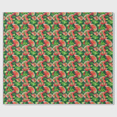 Papier Cadeau pastèques, chaux, feuilles de pastèque, petite cha (Plat)