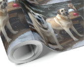 Papier Cadeau Pasteur anatolien Snowy Sleigh Décor de Noël (Coin rond)