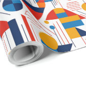 Papier Cadeau Pat Abstrait rétro géométrique n° 11 Navy Gold ID1 (Coin rond)