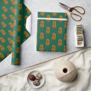 Papier Cadeau Patate Douce Heureuse Chasseur Vert