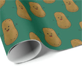 Papier Cadeau Patate Douce Heureuse Chasseur Vert (Coin rond)