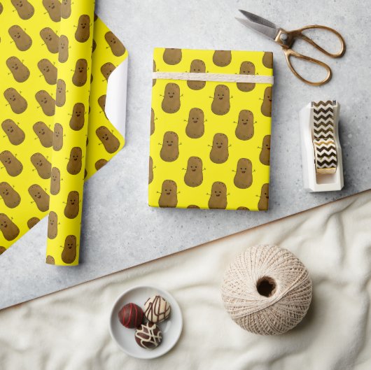 Papier Cadeau Patate Douce Joyeuse Jaune Clair (Artisanat)
