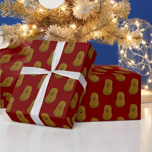 Papier Cadeau Patate Douce Joyeuse Rouge Profond (Vacances)