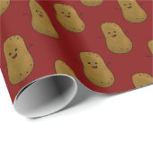 Papier Cadeau Patate Douce Joyeuse Rouge Profond (Coin rond)