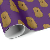 Papier Cadeau Patate Douce Joyeuse Violet Foncé (Coin rond)