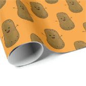 Papier Cadeau Patate douce orange heureuse (Coin rond)