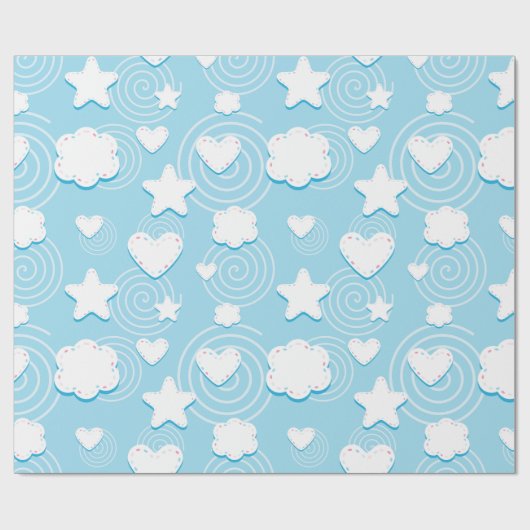 Papier Cadeau Patch 3D Coeurs Et Étoiles (Plat)