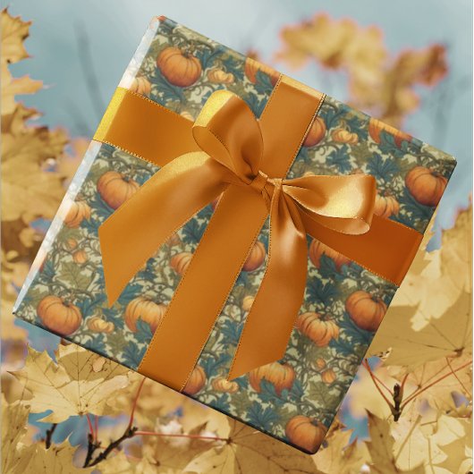 Papier Cadeau Patch Citrouille d'automne William Morris