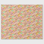 Papier Cadeau Patch Citrouille rose (Plat)