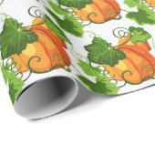 Papier Cadeau Patch de citrouilles d'automne (Coin rond)