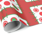 Papier Cadeau Patchs de Noël de pays rouge et vert Enveloppe cad (Coin rond)