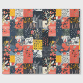 Papier Cadeau Patchwork Botanique Éclectique et Audacieux avec P (Plat)