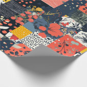 Papier Cadeau Patchwork Botanique Éclectique et Audacieux avec P (Coin)