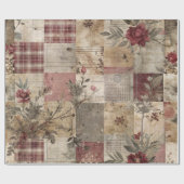 Papier Cadeau Patchwork Botanique Rustique Vintage (Plat)